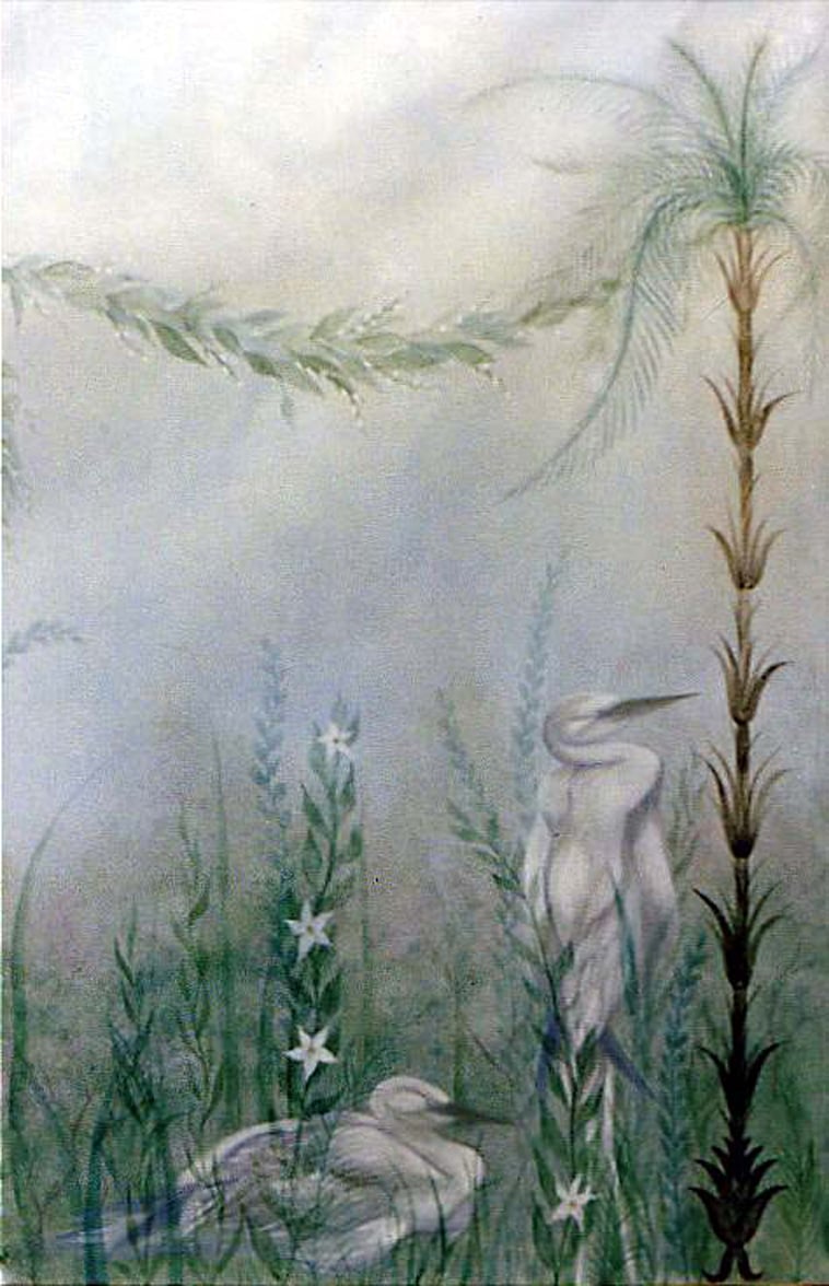 Egrets_ Swedish neoclassical mural jpg